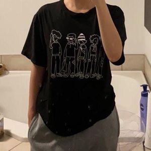 Slightly Baggy Black T-Shirt w/ Cute Design